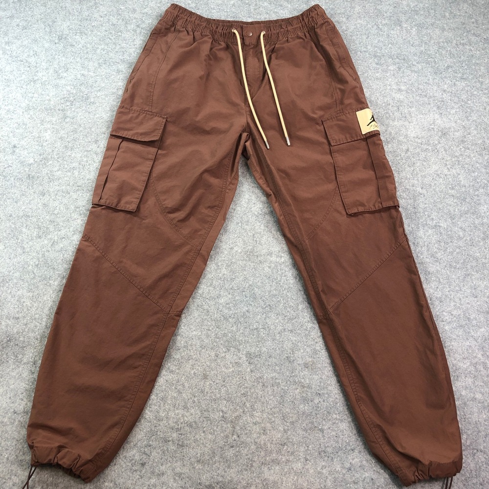 Air Jordan Flight Mens Cargo Pants L Brown Loose Fit Ripstop Utility Drawstring